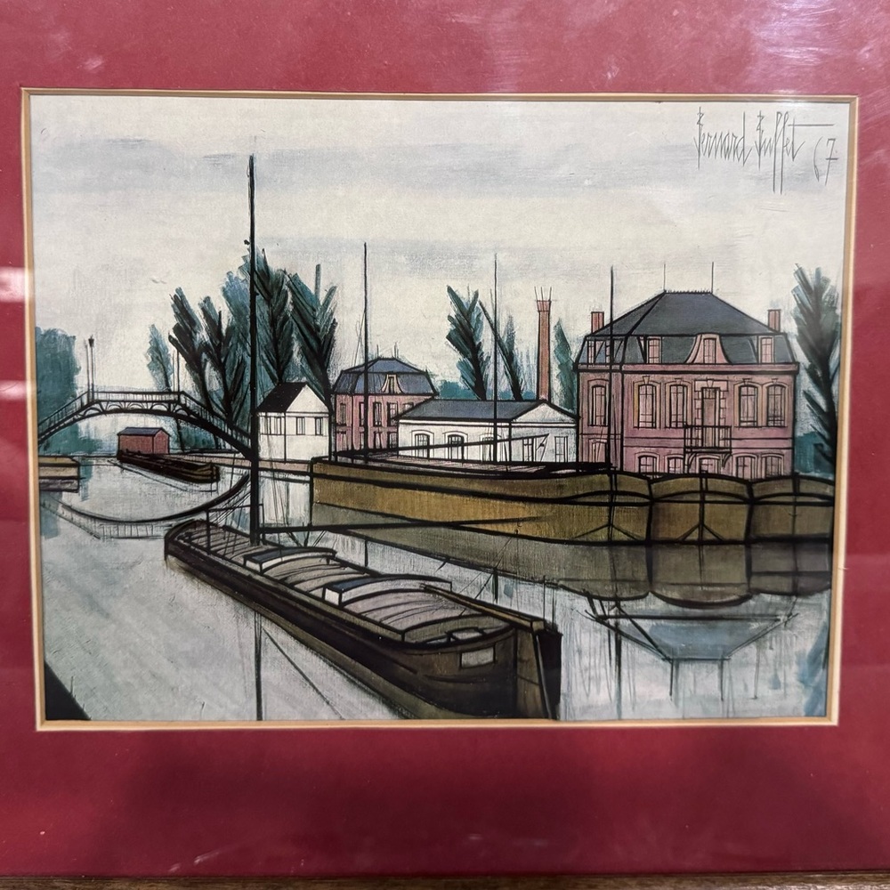 Print after Bernard Buffet 1967 representing the Canal de Saint Quentin.